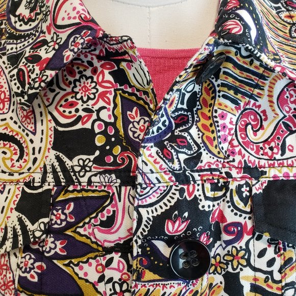 Charter Club Paisley Print Cropped Fitted Cotton Jacket M - Picture 9 of 11